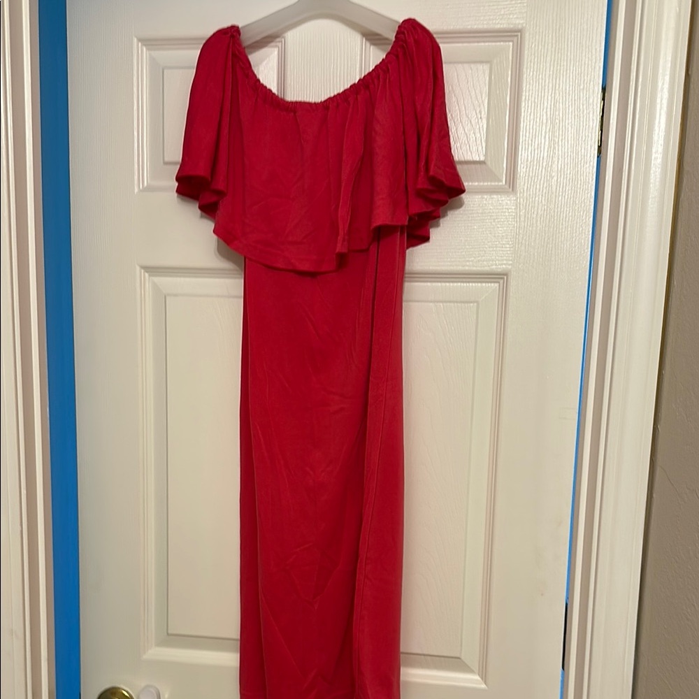 Elegant hot pink Off-Shoulder Dress